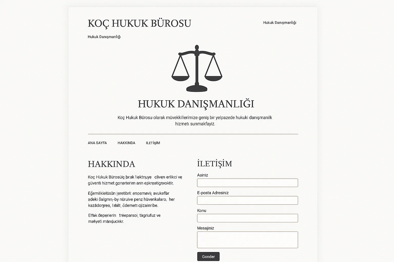 Koç Hukuk Bürosu Web Sitesi